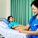 **

"A Vietnamese nurse in a modern, well-lit hospital, fully clothed in professional scrubs, assisting a patient. The environment includes advanced medical equipment and a caring atmosphere. Focus on the nurse's compassionate expression. Safe for work, appropriate content, perfect anatomy, well-formed hands, natural proportions, high quality."

**