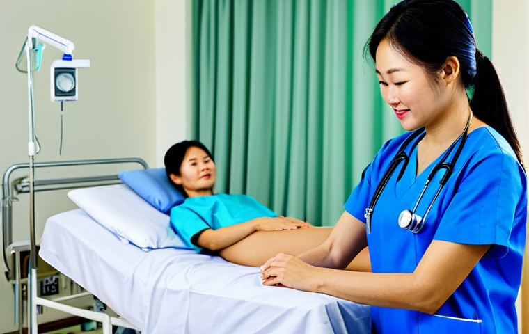 **

"A Vietnamese nurse in a modern, well-lit hospital, fully clothed in professional scrubs, assisting a patient. The environment includes advanced medical equipment and a caring atmosphere. Focus on the nurse's compassionate expression. Safe for work, appropriate content, perfect anatomy, well-formed hands, natural proportions, high quality."

**