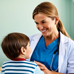 **Rural Clinic Scene:** "A kind, fully clothed, professional female doctor in a simple rural clinic examining a healthy, smiling child, fully clothed. Background shows basic medical equipment. Natural lighting. Appropriate content, safe for work, modest attire, perfect anatomy, natural proportions, high quality."